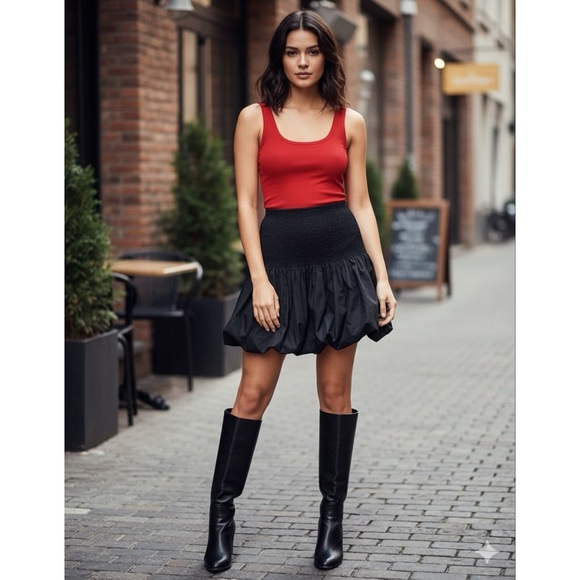 MARE MARE X ANTHRPOLOGIE Black Bubble Hem Skirt - Picture 1 of 4